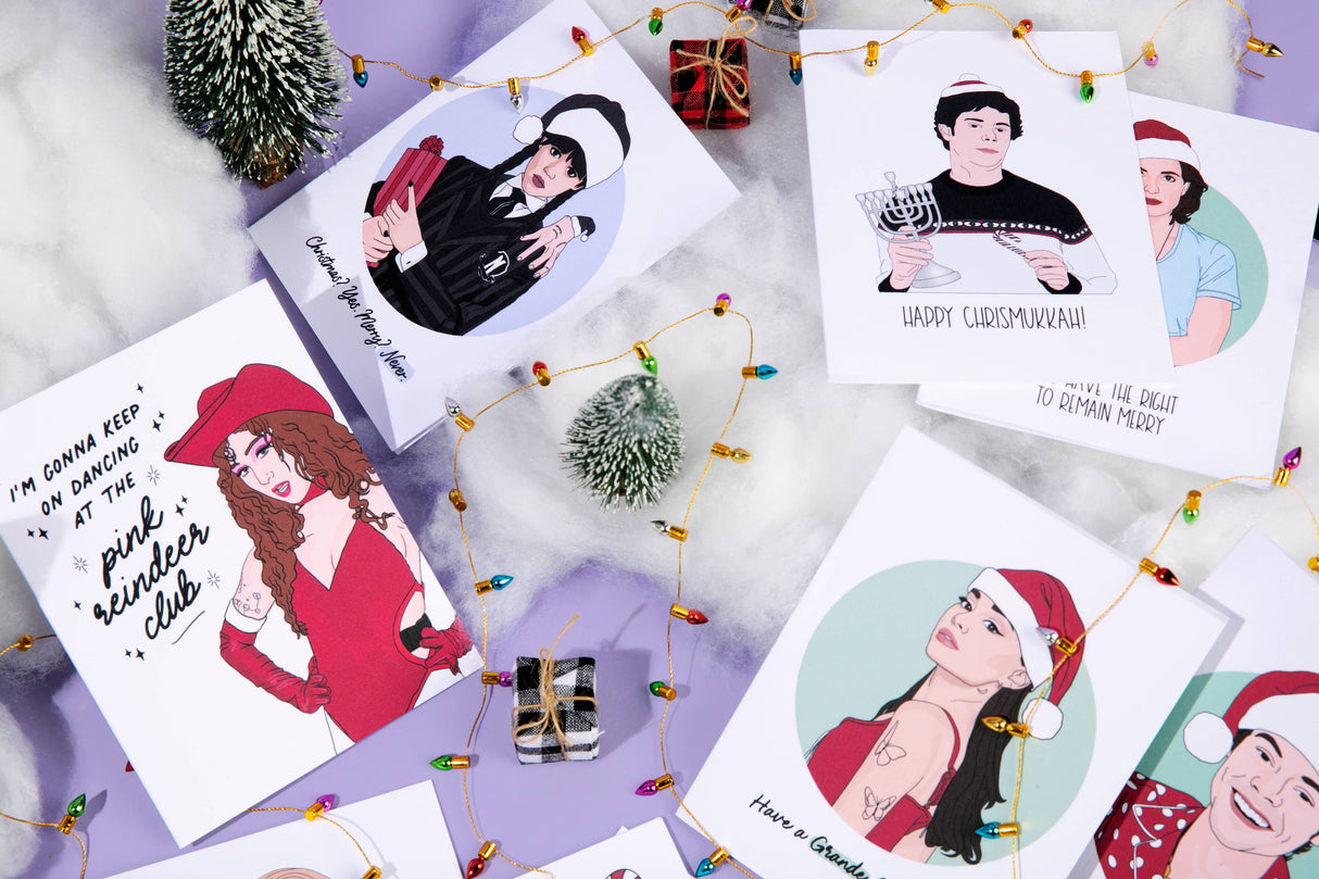 Pink Reindeer Club Holiday Card