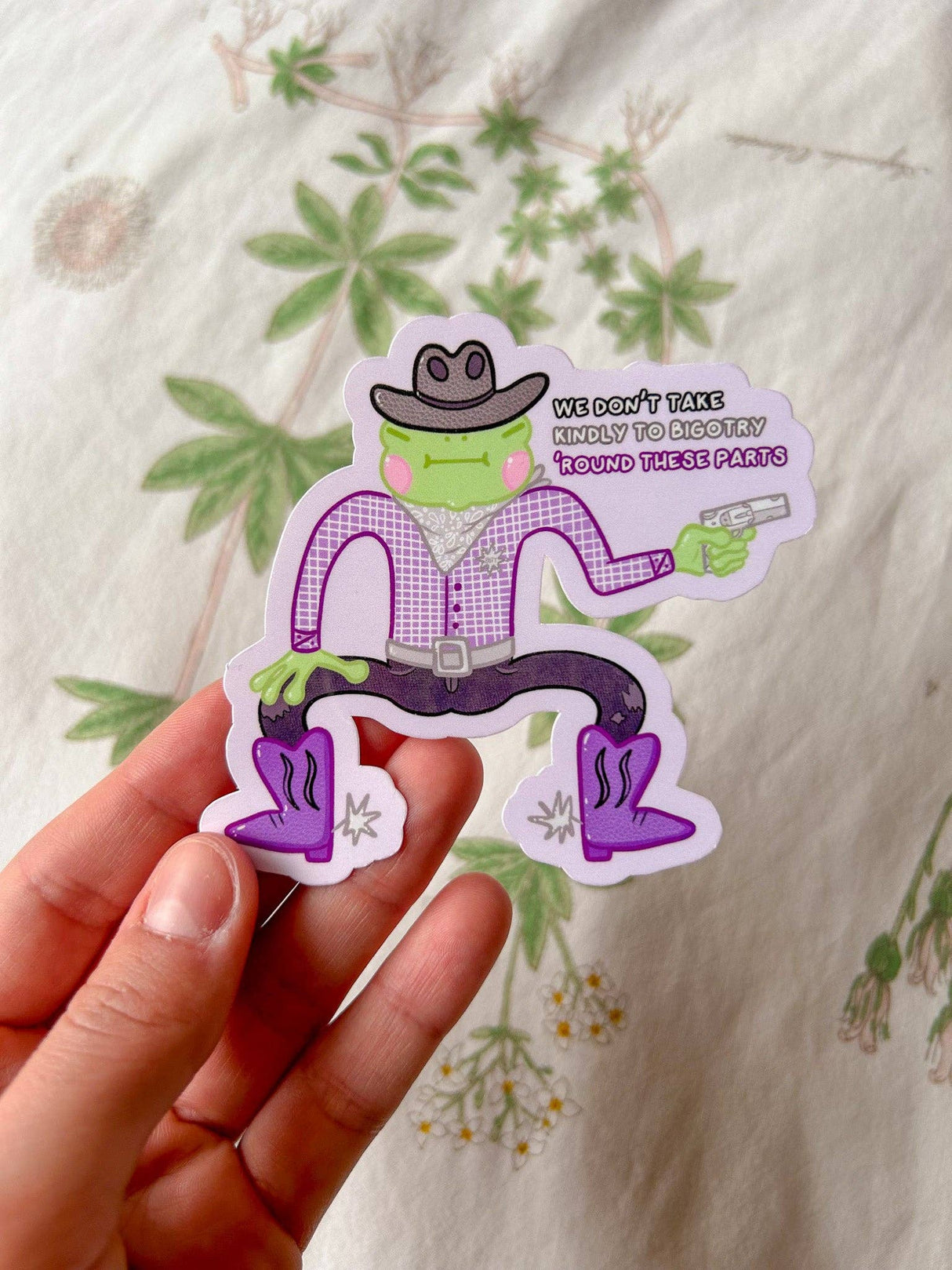 Pride Cowboy Frogs | We Don't Take Kindly to Bigotry Sticker