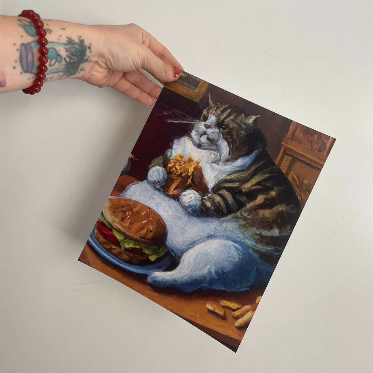 Hamburger Fancy Cat Art Print