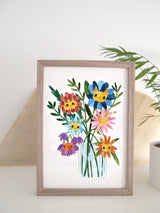 A3 Flower Cats Art Print, Cats and Flowers