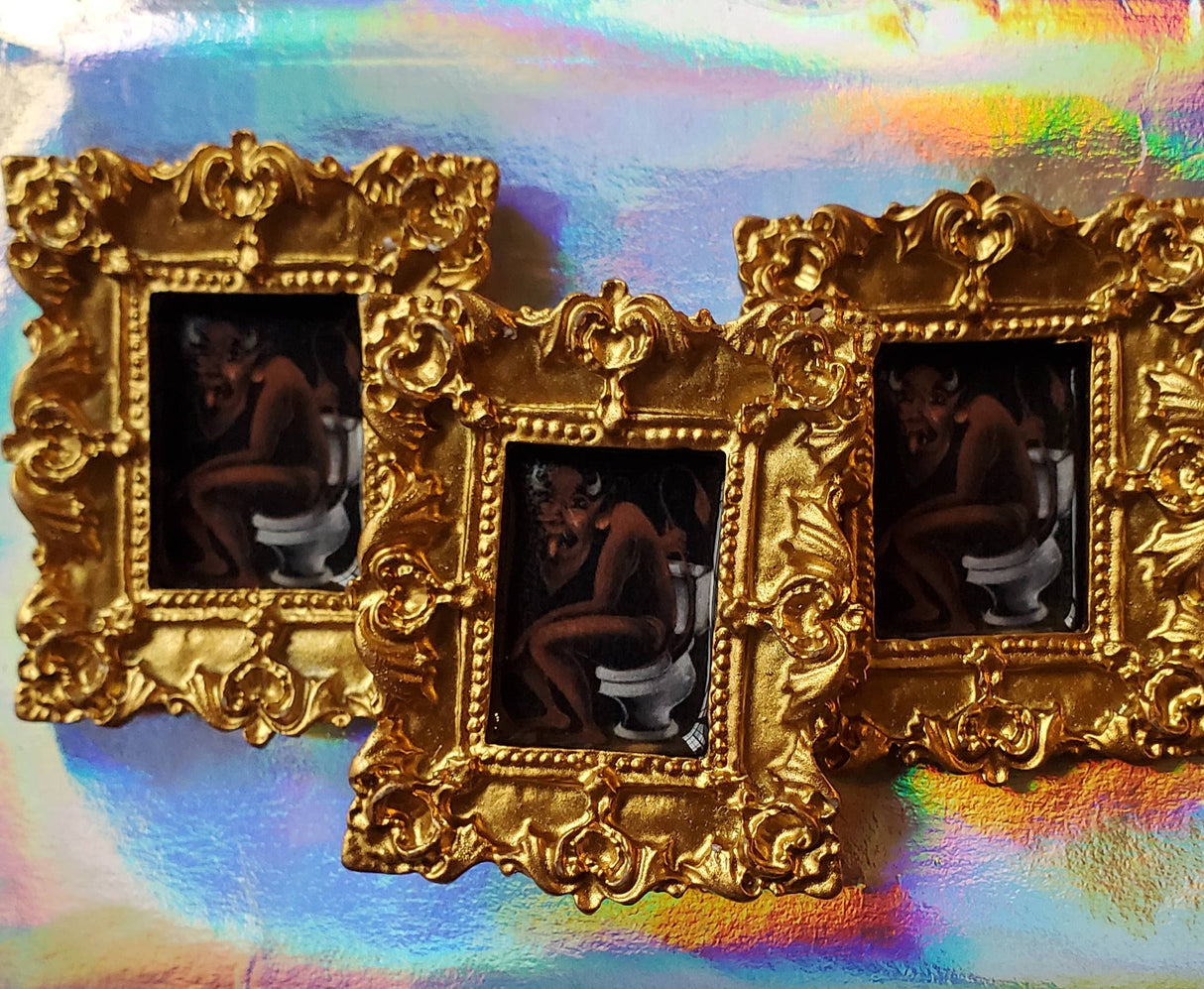 Devil on Toilet Framed Art Magnet