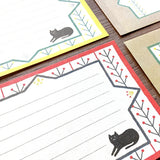 Japanese Mini Mino Washi Letter Writing Sets by Retro Diary, Black Cat