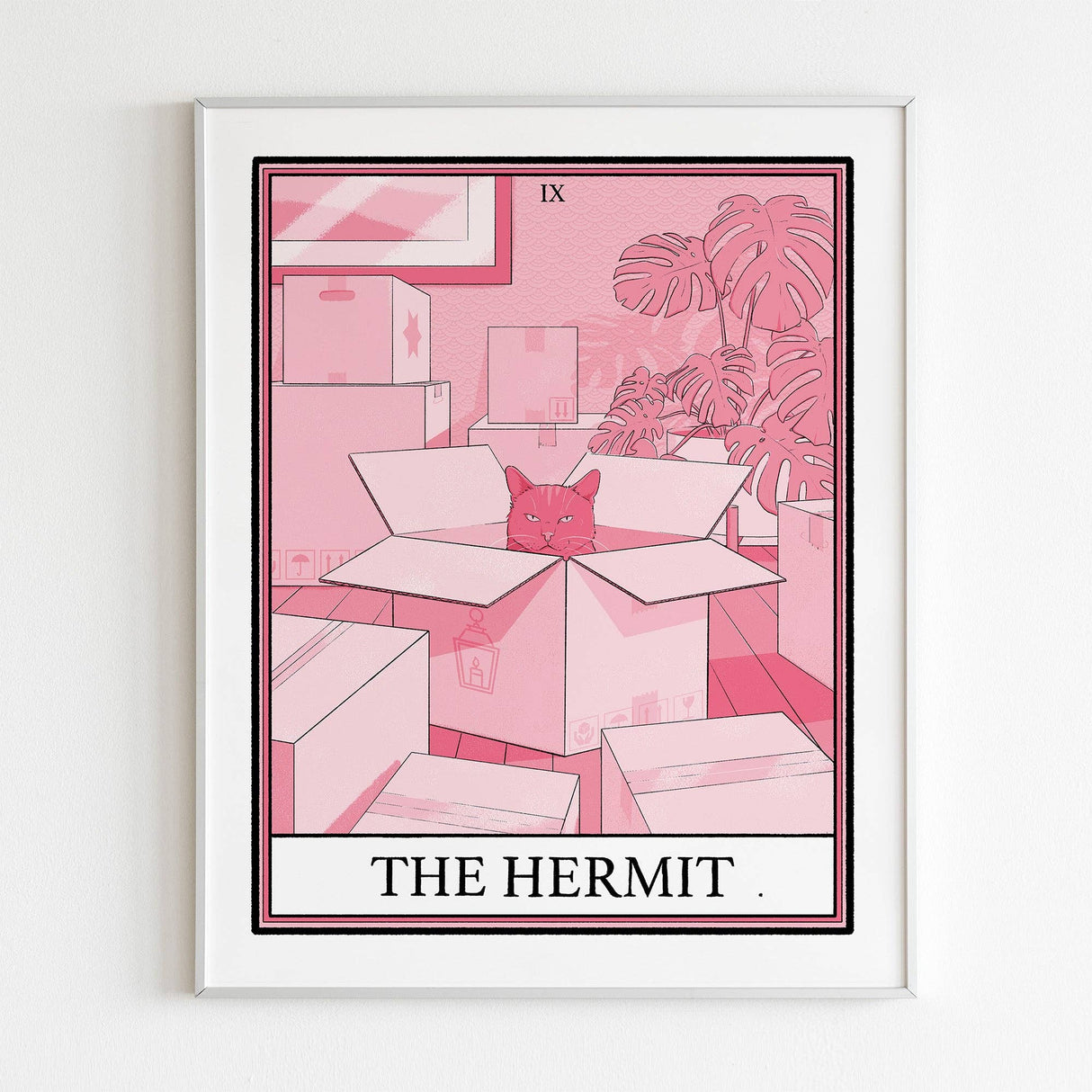Cat Tarot The Hermit Art Print