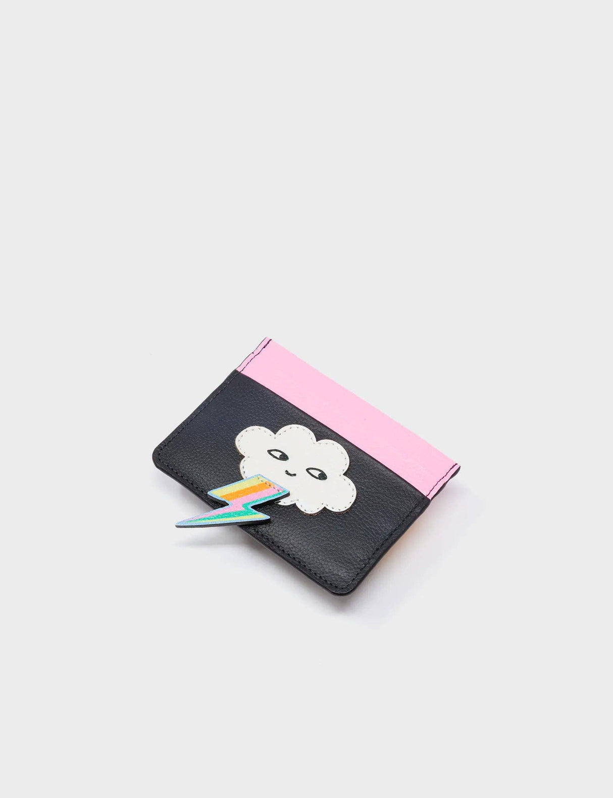 Filium Black Leather Cardholder - Flashie the Cloud Applique