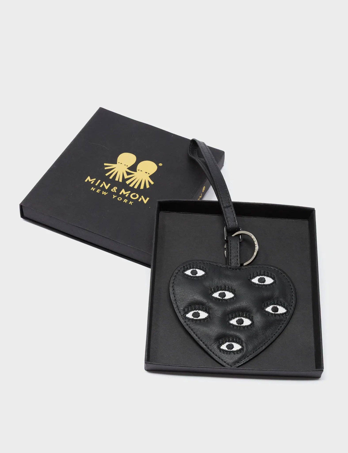 Heart - Black Leather Bag Charm