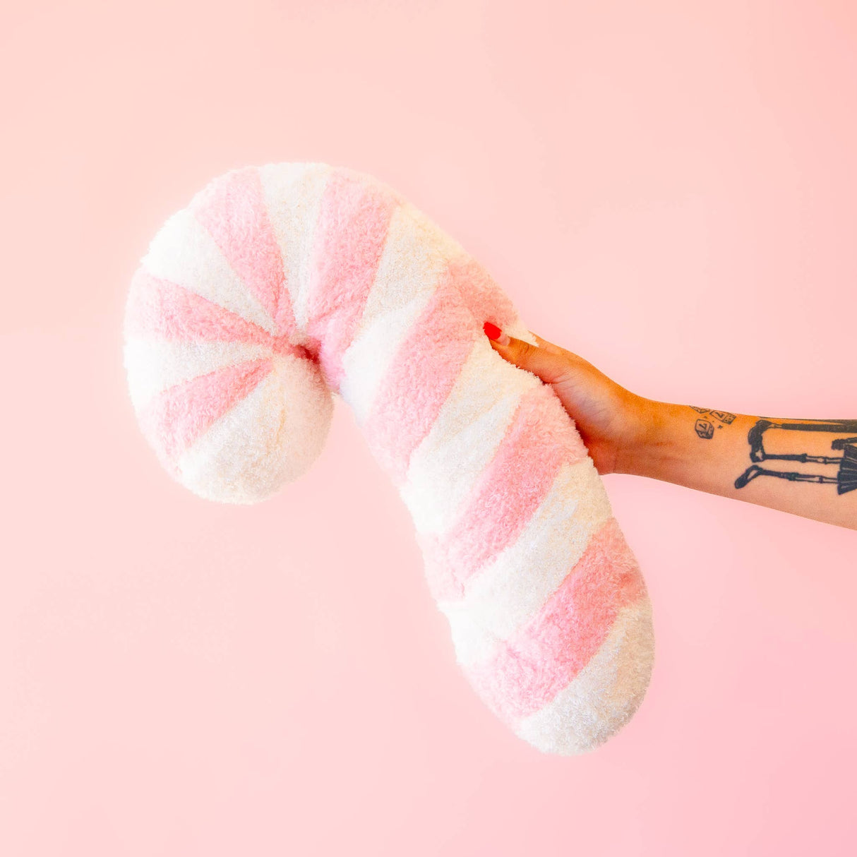 Pink Candy Cane Christmas Pillow