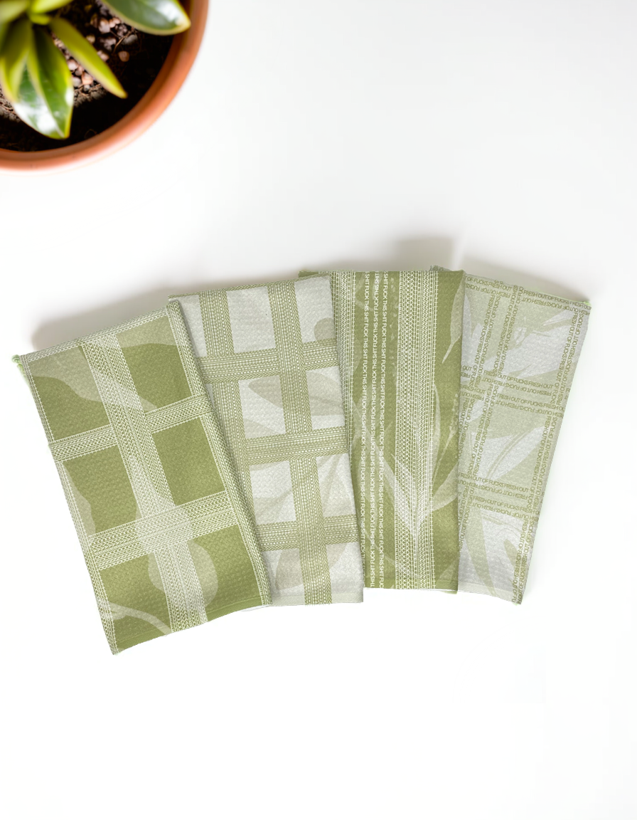 Fuck This Shit Foliage Illusion Kitchen Tea Towel