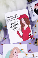 Pink Reindeer Club Holiday Card