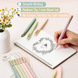 Aesthetic Pens Black Ink Fast Dry - 6 Pack