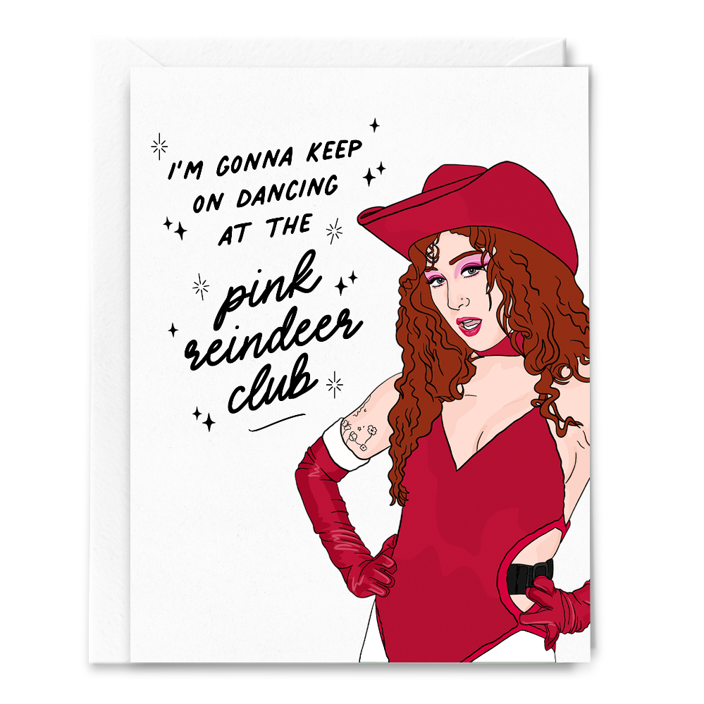 Pink Reindeer Club Holiday Card