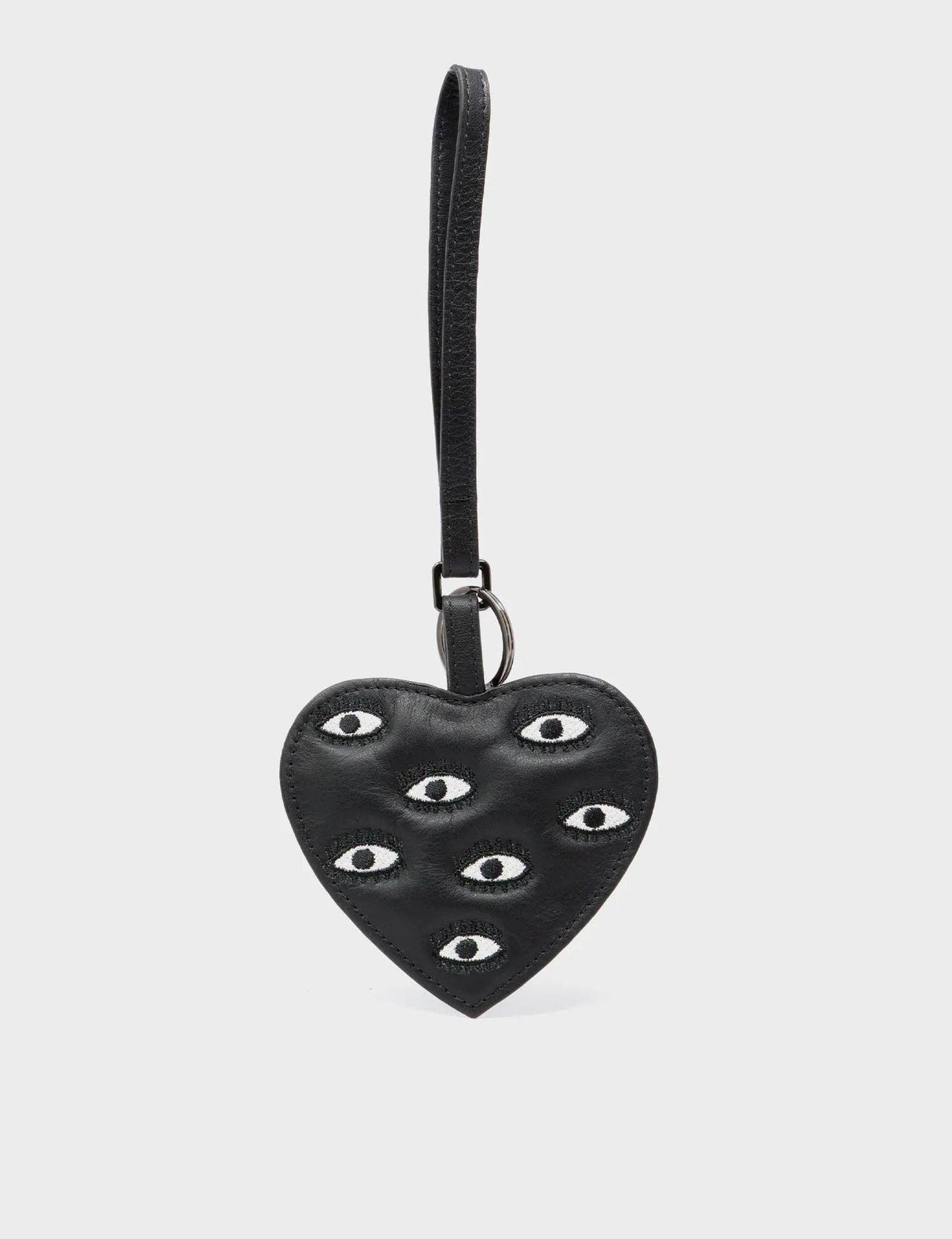 Heart - Black Leather Bag Charm
