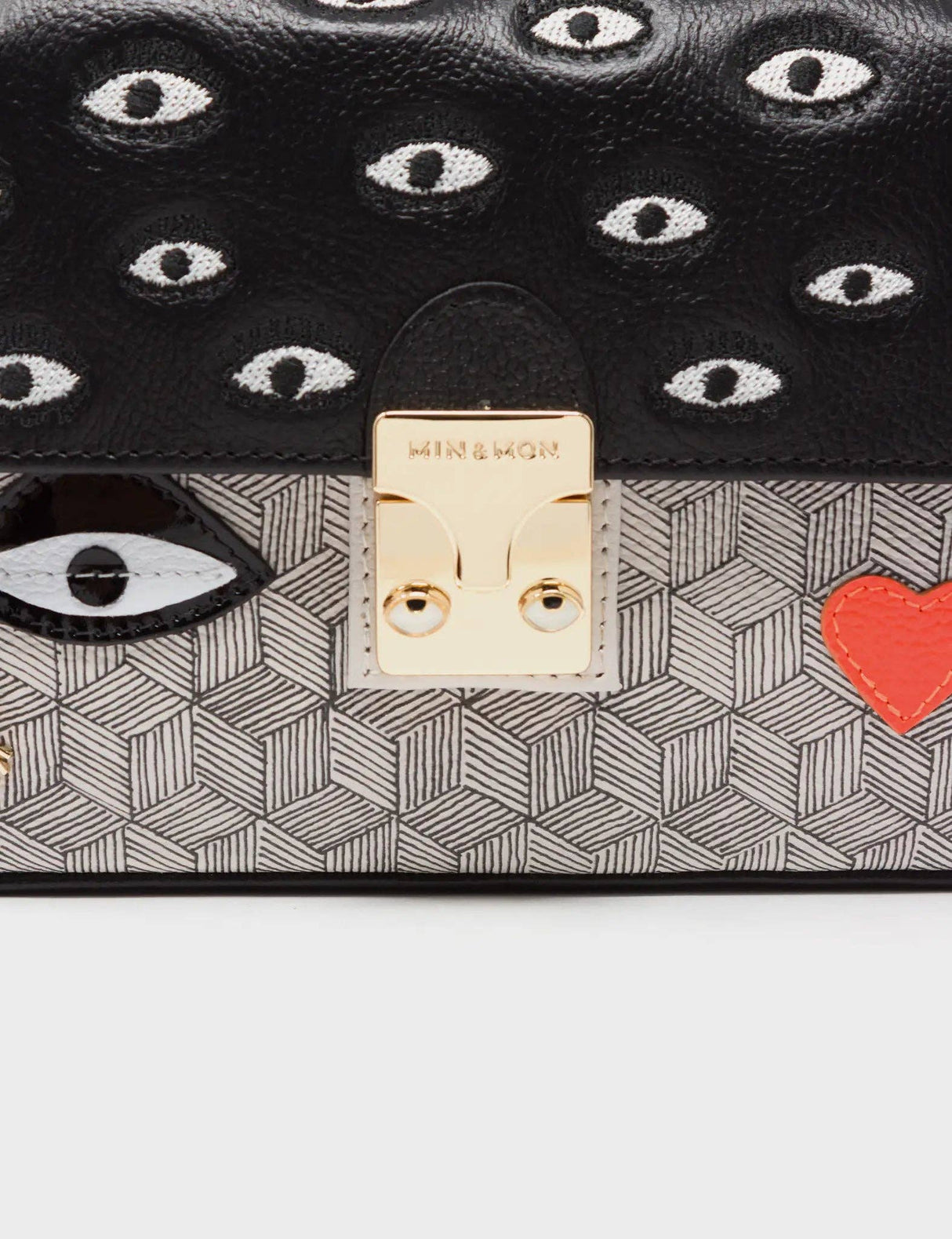 Amantis Black Leather Crossbody Mini Handbag - Tiger and Snake Design