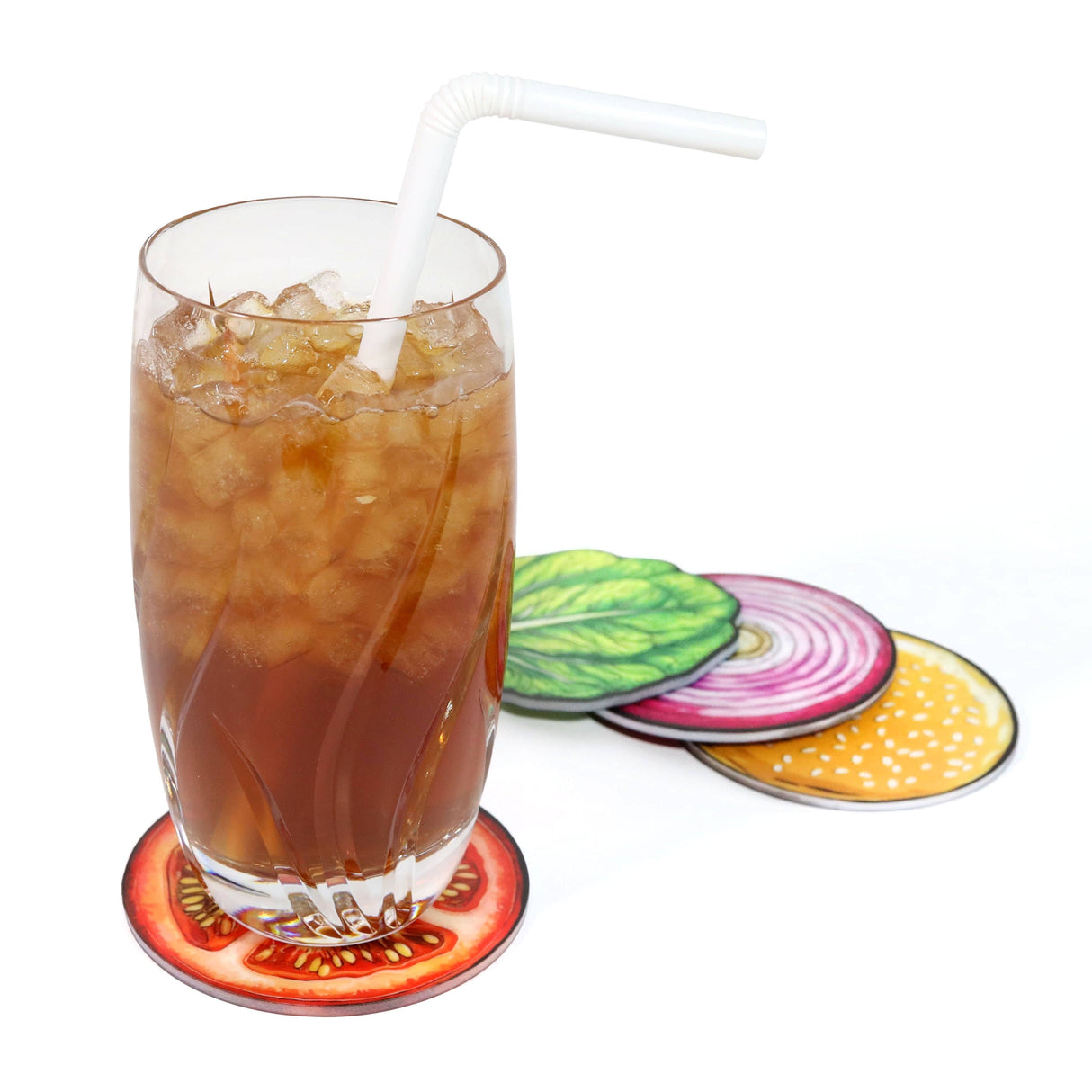 8 pc Burger Coaster Set — Stackable Silicone Drink Coasters