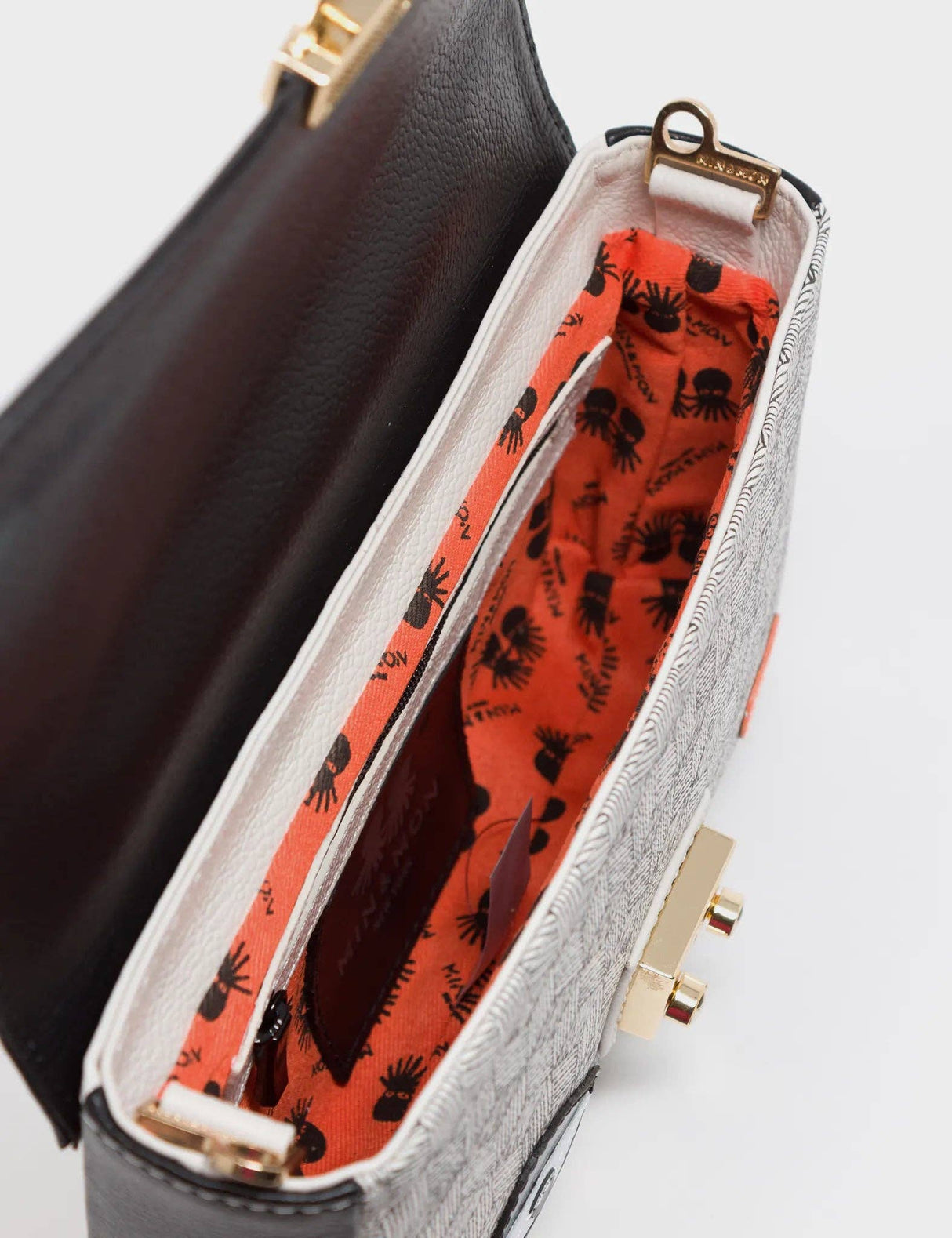 Amantis Black Leather Crossbody Mini Handbag - Tiger and Snake Design