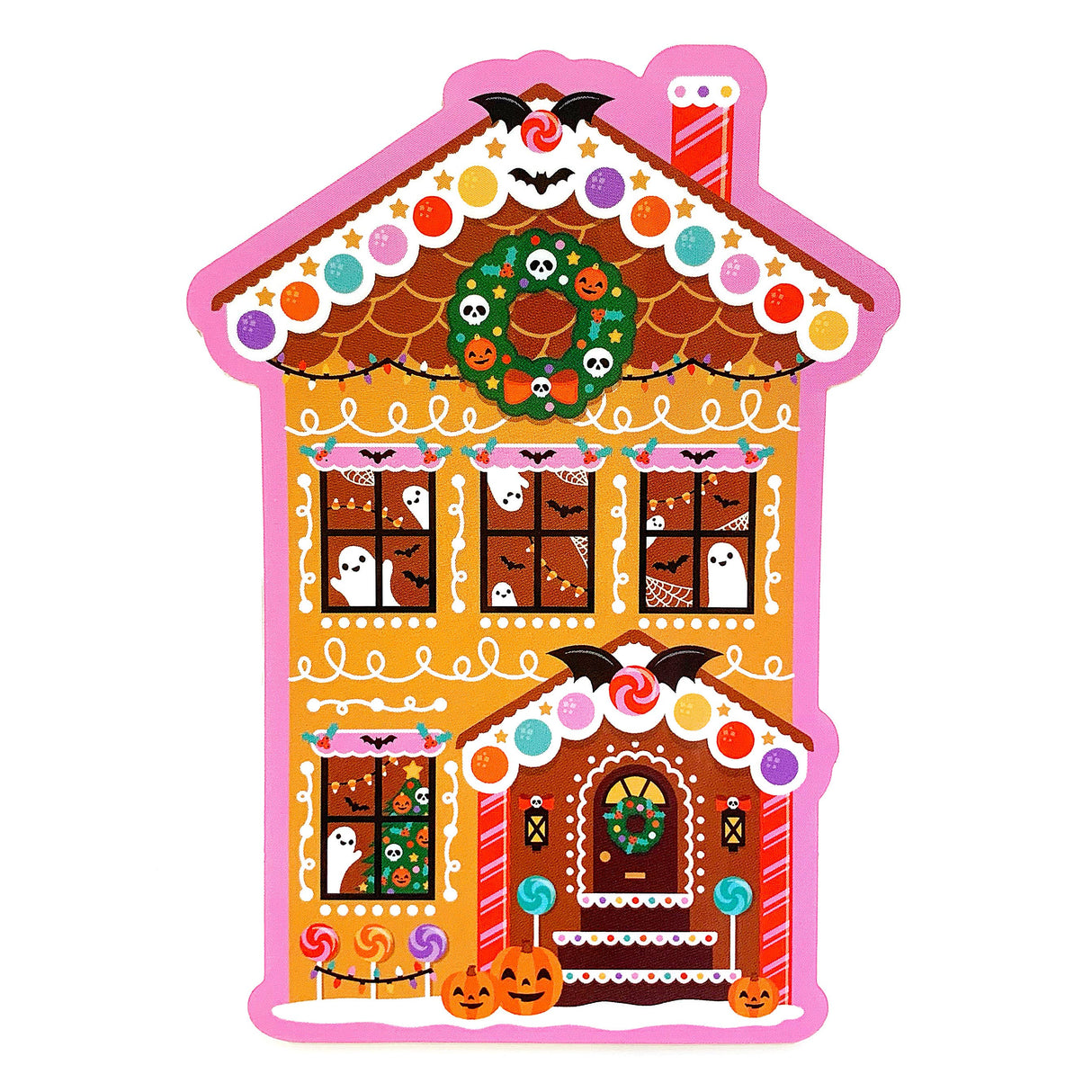 Gingerbread Haunted House Cute Christmas Vinyl Sticker