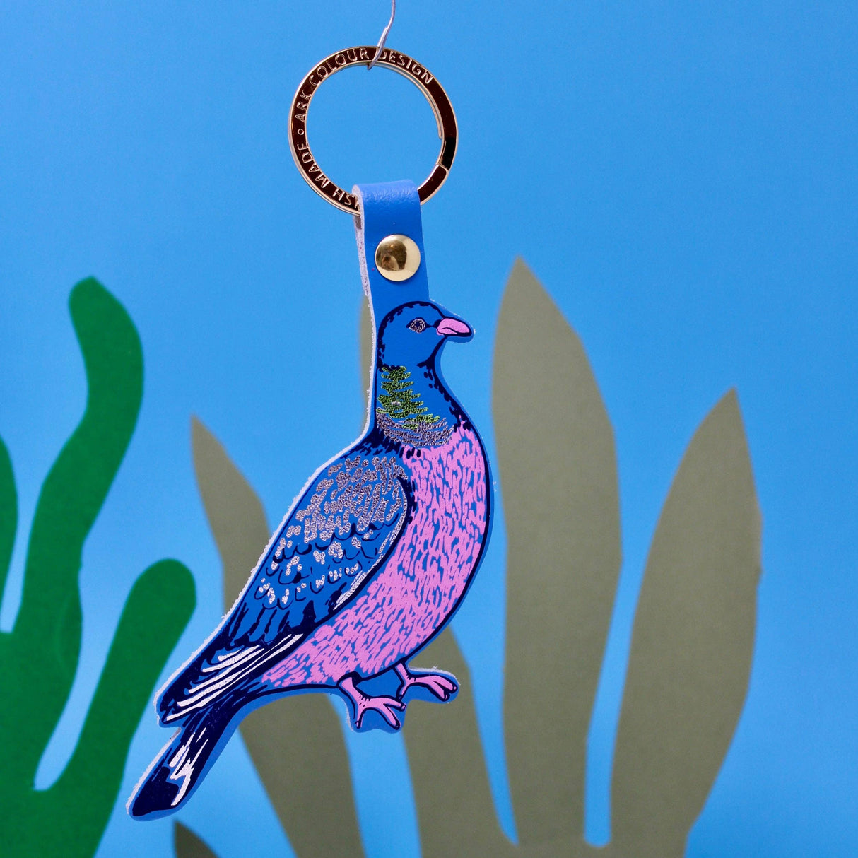 Leather Feral Pigeon Key Fob