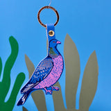 Leather Feral Pigeon Key Fob