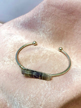 Amethyst + Silver Cuff Bangle Bracelet