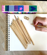 Wooden Pencil Box + Colored Pencils