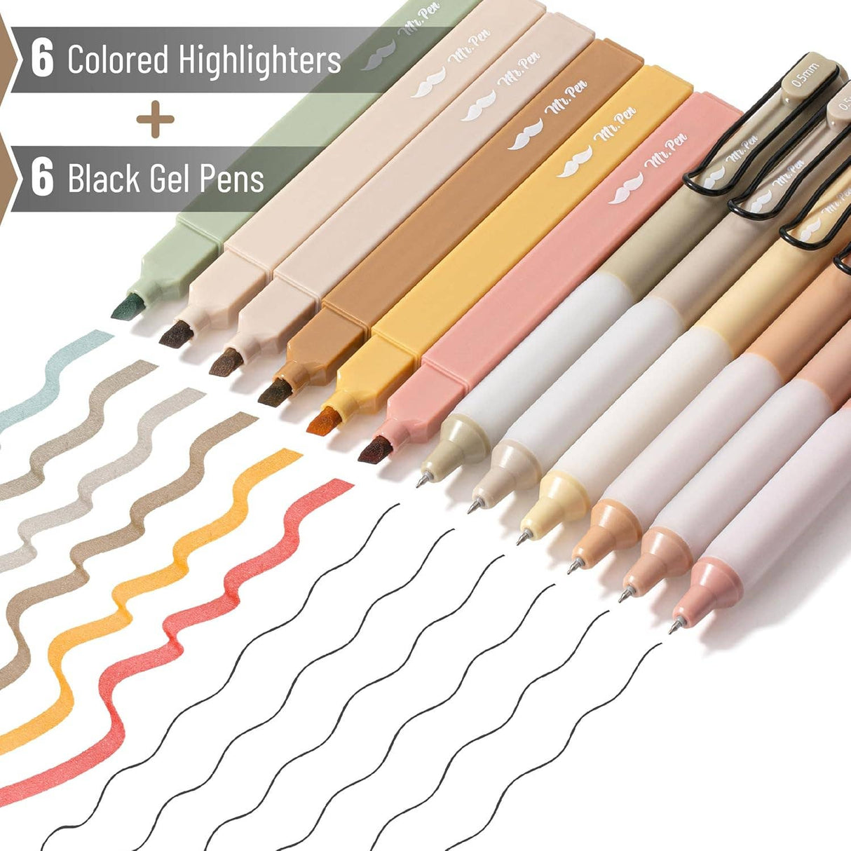 Aesthetic Highlighters and Gel Pens - 12 Pack
