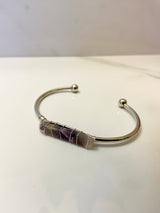 Amethyst + Silver Cuff Bangle Bracelet