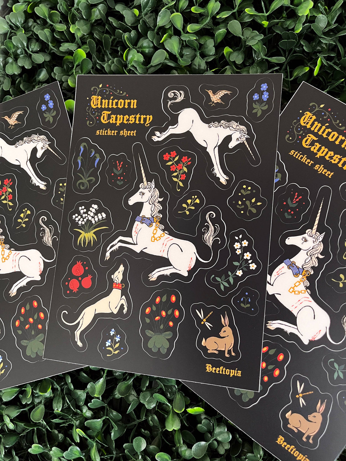 Unicorn Tapestry Medieval Sticker Sheet