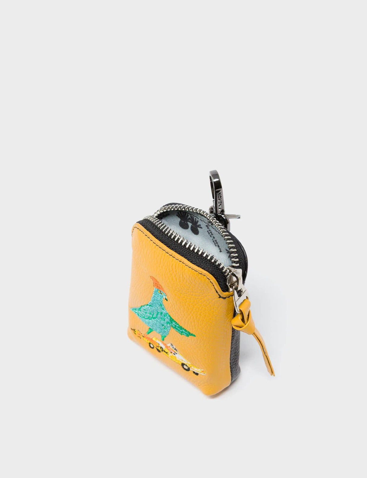 Florence Pouch Charm - Golden Glow Leather Keychain Pigeonista Embroidery