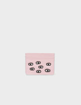 Filium Parfait Pink Leather Cardholder - All Over Eyes Embroidery