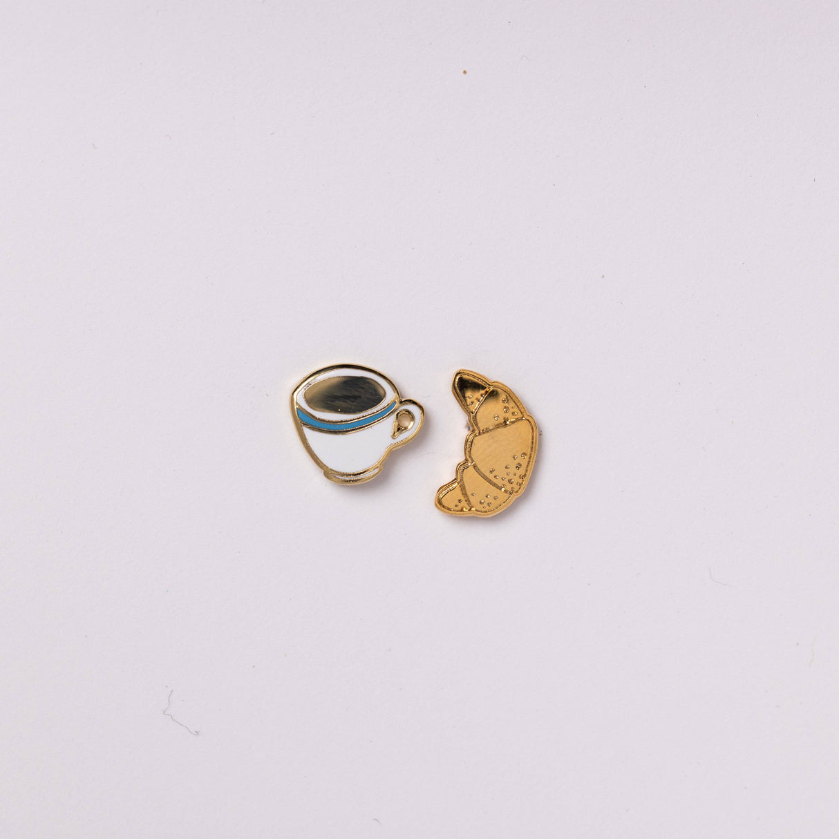 Croissant + Coffee Earrings 22k Gold Guilded