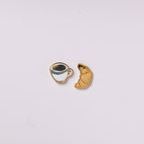 Croissant + Coffee Earrings 22k Gold Guilded