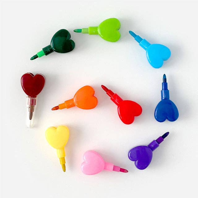 Rainbow Heart Stackable Crayon Pen