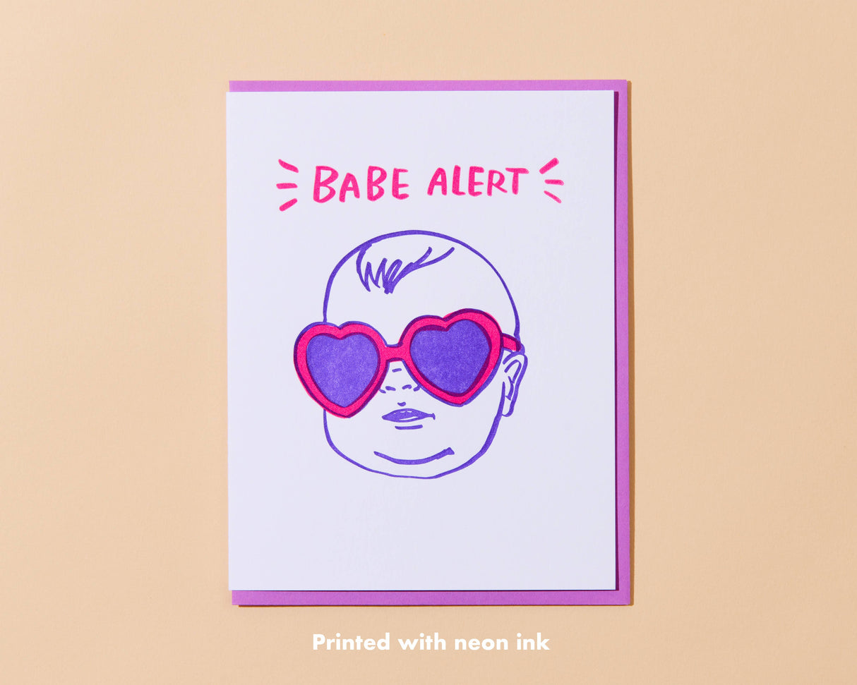 Babe Alert Letterpress Greeting Card
