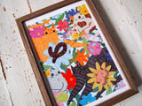 Cats, Bugs and Flowers A4 Art Print