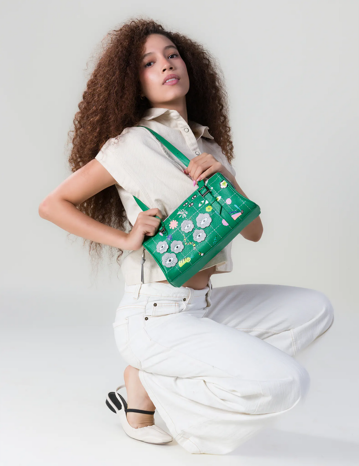 Esther Irish Green Satchel Mini Bag - Floralia Design