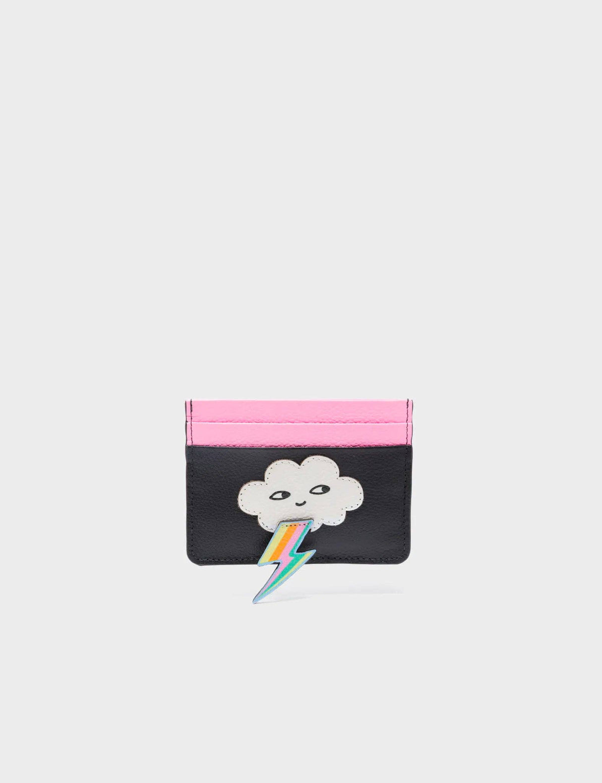 Filium Black Leather Cardholder - Flashie the Cloud Applique