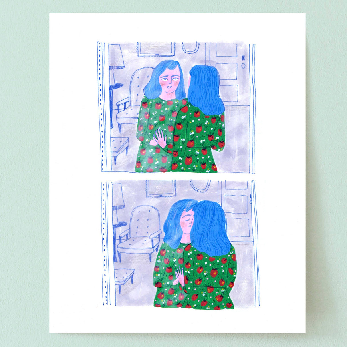 Kissing Myself Art Print