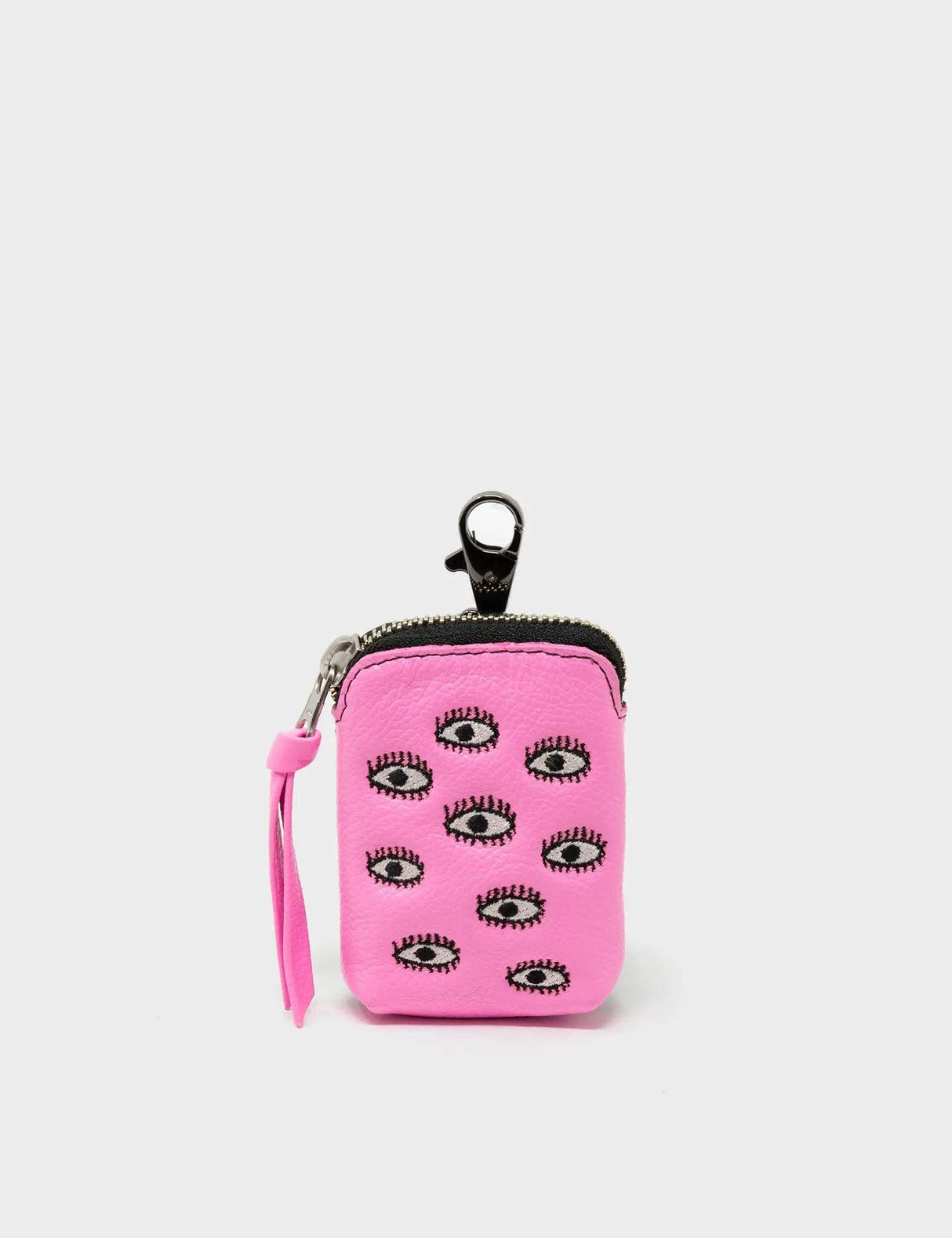 Florence Pouch Charm - Bubblegum Pink Leather All Over Eyes Embroidery