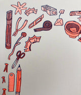 Tools of the Trade, Set of 3 Riso Printed Notecards