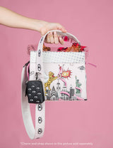 Florence Pouch Charm  - Black Leather Keychain Eyes Embroidery