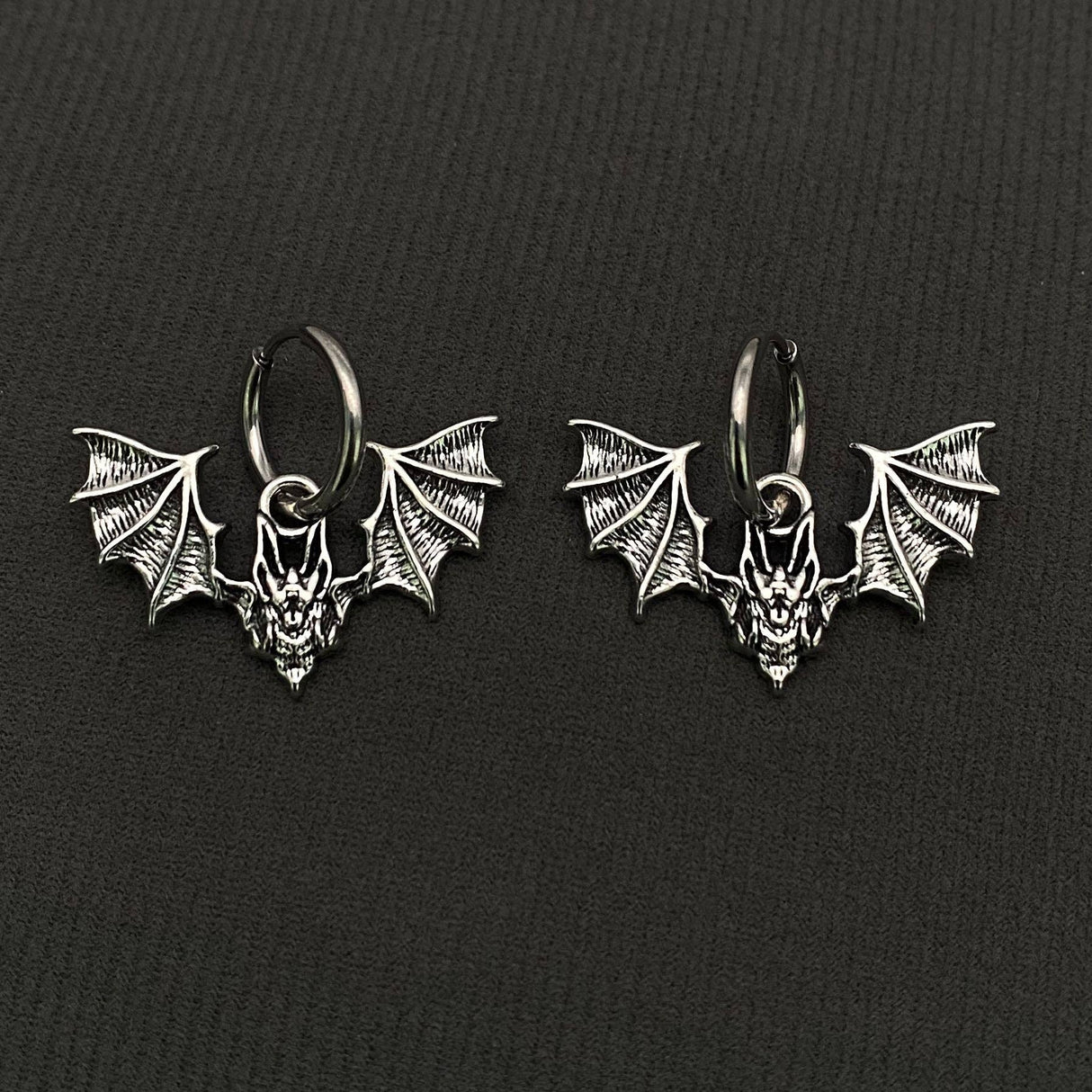 Gothic Bat Huggie Earrings - GT