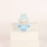 Flocked Mini Labubu Figurines Colorful Gradient Desk Toys