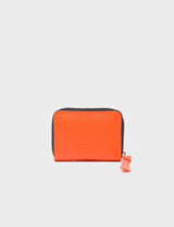 Frodo Neon Orange Leather Zip Around Wallet - All Over Eyes Embroidery