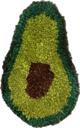 Avocado Mug Rug Coaster | Tufted Wall Hanging | Handmade Fruit Accent Rug
