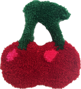 Cherry Mug Rug Coaster | Tufted Wall Hanging | Handmade Fruit Accent Rug