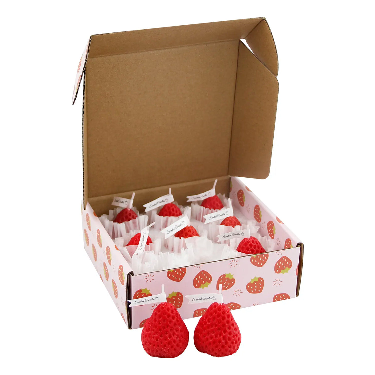 Strawberry Shaped Candles Set of 9