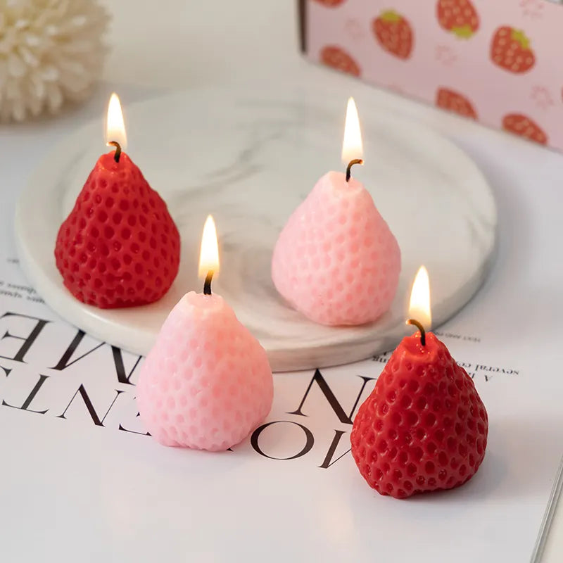 Strawberry Shaped Candles Set of 9