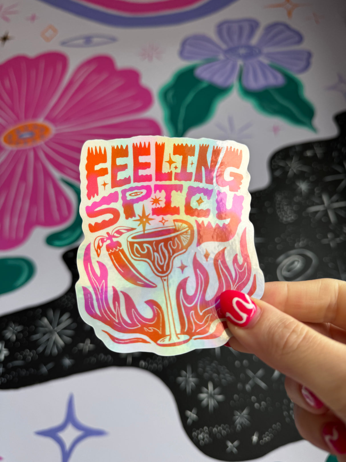 Feeling Spicy Margarita Holographic Vinyl Sticker