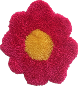 Flower Mug Rug Coaster | Tufted Wall Hanging | Handmade Fruit Accent Rug