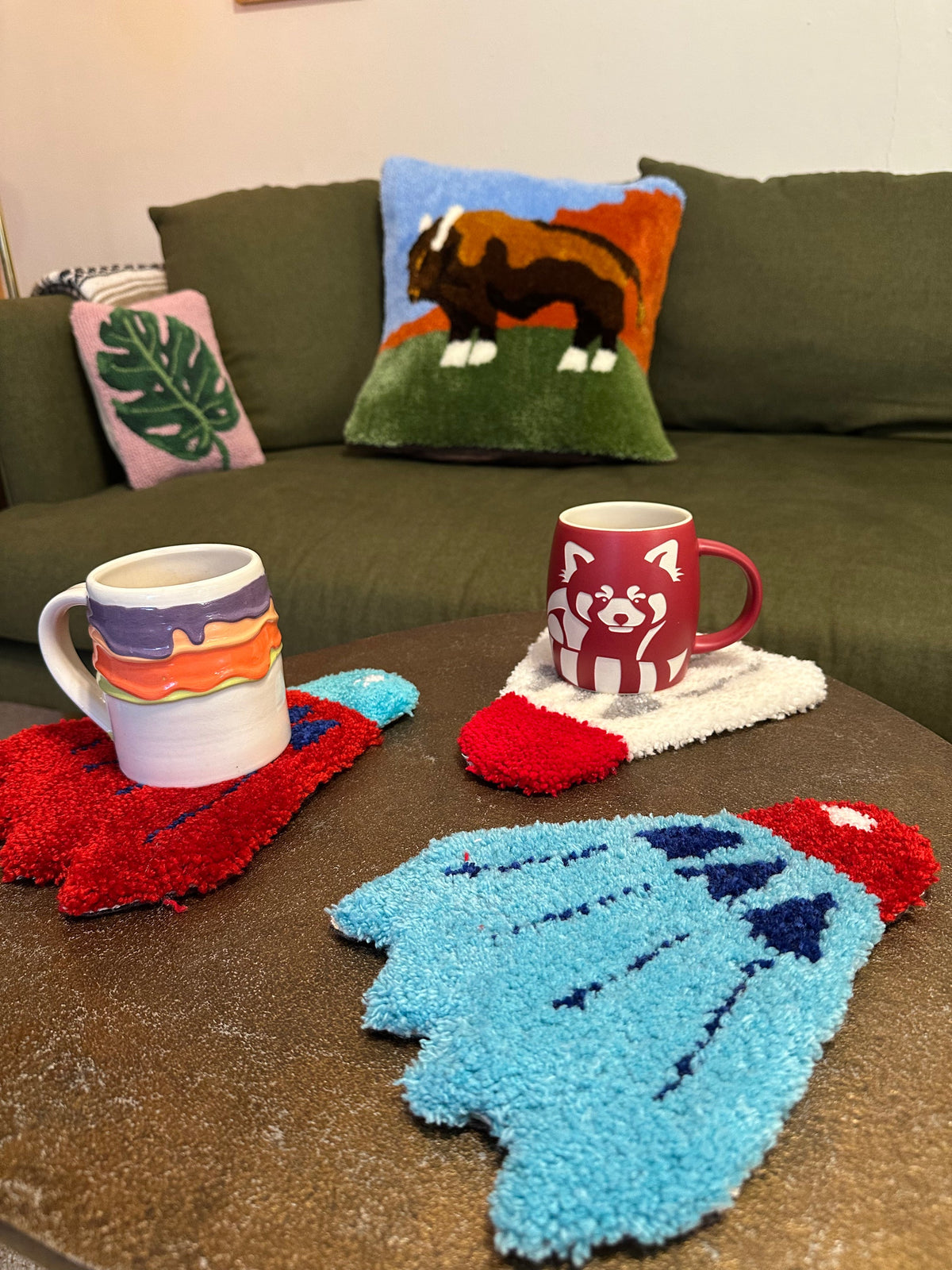Shuttlecock Mug Rug Coaster | Kansas City Icon | Tufted Wall Hanging | Handmade Fruit Accent Rug (Copy)