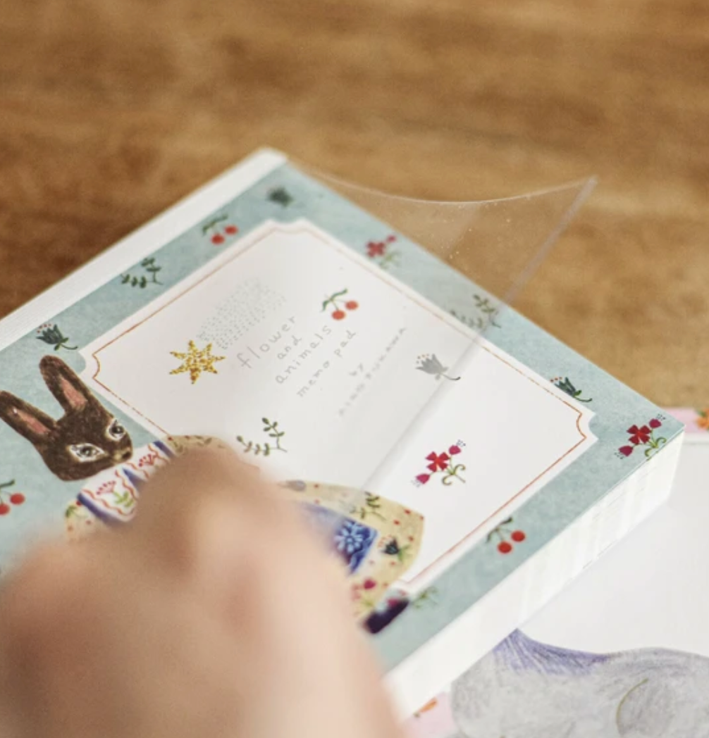Flower and Animals Block Memo Pad